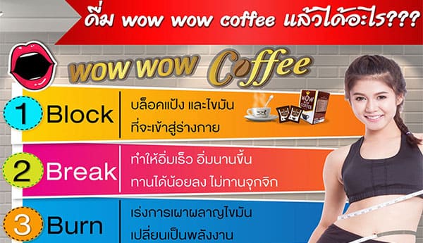 Wow Wow Coffee กาแฟ ว๊าว ว๊าว คอฟฟี่ดีอย่างไร ดื่ม Wow Wow Coffee แล้วได้อะไร ?
Block - Break - Burn - Build - Bright